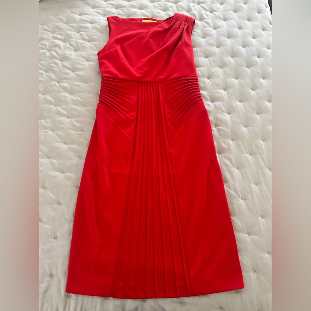 Catherine Malandrino Red Ruched Piped Cocktail Dress Size M New Neiman Marcus